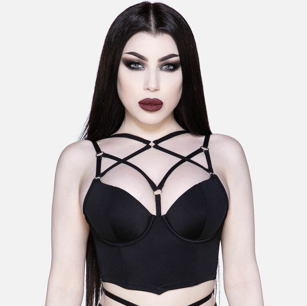 Killstar Black Cage Effect Strappy Bra Goth Punk Emo Rave Whimsigoth NEW 3XL DD